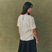 Load image into Gallery viewer, Cream/Black Spot Textured Boxy T-Shirt