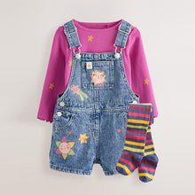 Load image into Gallery viewer, Denim Cosmic Dungarees Set (3mths-6yrs)