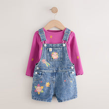 Load image into Gallery viewer, Denim Cosmic Dungarees Set (3mths-6yrs)