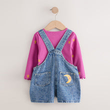 Load image into Gallery viewer, Denim Cosmic Dungarees Set (3mths-6yrs)