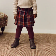 Load image into Gallery viewer, Burgundy Red Check Skort and Tights Set (3mths-6yrs)