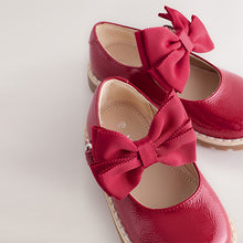 Load image into Gallery viewer, Red Standard Fit (F) Chunky Bow Mary Jane Shoes