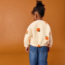 Load image into Gallery viewer, Cream Pumpkin Borg Fleece Bomber Jacket (3mths-6yrs)
