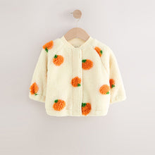 Load image into Gallery viewer, Cream Pumpkin Borg Fleece Bomber Jacket (3mths-6yrs)