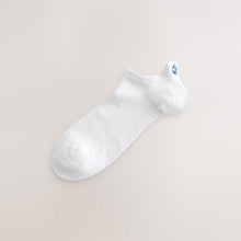 Load image into Gallery viewer, White Embroidered Motif Trainer Socks 4 Pack