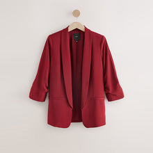 Load image into Gallery viewer, Wine Red Relaxed Ruched Sleeve Blazer