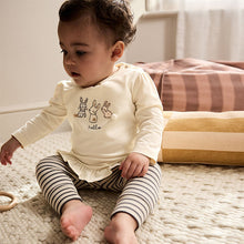 Load image into Gallery viewer, Cream Stripe Bunny Baby Long Sleeve Top and Leggings Set (0-18mths)