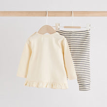 Load image into Gallery viewer, Cream Stripe Bunny Baby Long Sleeve Top and Leggings Set (0-18mths)