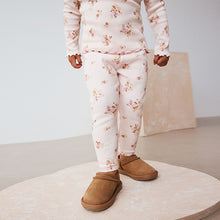 Load image into Gallery viewer, Ecru White Ditsy Floral Rib Leggings (3mths-6yrs)