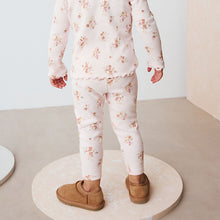 Load image into Gallery viewer, Ecru White Ditsy Floral Rib Leggings (3mths-6yrs)