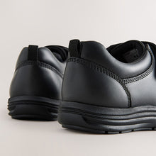 Load image into Gallery viewer, Black Standard Fit (F) Leather 1 Strap Touch Fastening School Shoes