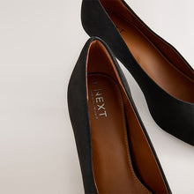Load image into Gallery viewer, Black Standard/Wide Fit Point Toe Low Kitten Heels Shoes