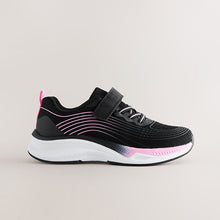 Load image into Gallery viewer, Black/Pink Standard Fit (F) Elastic Lace-Up Trainers