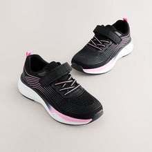 Load image into Gallery viewer, Black/Pink Standard Fit (F) Elastic Lace-Up Trainers