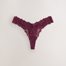 Load image into Gallery viewer, Burgundy Red Thong Ultimate Comfort Lace Knickers 2 Pack