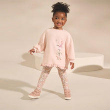Load image into Gallery viewer, Pink Floral Fairy Frill Hem Sweatshirt & Leggings Set (3mths-6yrs)