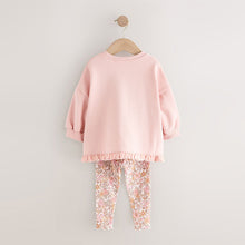 Load image into Gallery viewer, Pink Floral Fairy Frill Hem Sweatshirt & Leggings Set (3mths-6yrs)