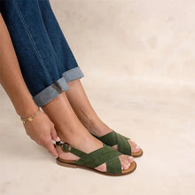 Load image into Gallery viewer, Women's khaki flat sandals ASSIANE