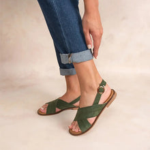 Load image into Gallery viewer, Women's khaki flat sandals ASSIANE