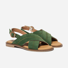 Load image into Gallery viewer, Women's khaki flat sandals ASSIANE