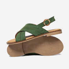 Load image into Gallery viewer, Women's khaki flat sandals ASSIANE