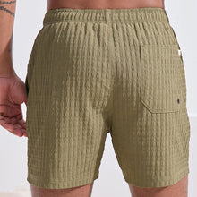 Load image into Gallery viewer, Olive Green Waffle Textured Swim Shorts