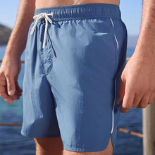 Load image into Gallery viewer, Blue Piped Swim Shorts