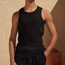 Load image into Gallery viewer, Black Slim Fit Ribbed Vest