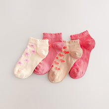 Load image into Gallery viewer, Pink/Tan 4 Pack Cotton Rich Trainer Socks