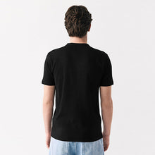 Load image into Gallery viewer, Black Ribbed Slim Fit Short Sleeve Crew Neck T-Shirt