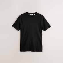 Load image into Gallery viewer, Black Ribbed Slim Fit Short Sleeve Crew Neck T-Shirt