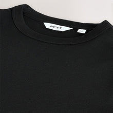 Load image into Gallery viewer, Black Ribbed Slim Fit Short Sleeve Crew Neck T-Shirt