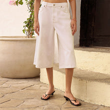 Load image into Gallery viewer, White Longline Jort Denim Shorts