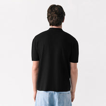 Load image into Gallery viewer, Black Quarter Zip N. Premium Relaxed Fit Mid Weight Short Sleeve Knit Polo Shirt