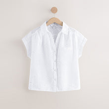 Load image into Gallery viewer, White Short Sleeve Broderie Shell Shirt