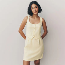 Load image into Gallery viewer, Buttermilk Yellow Sleeveless Waistcoat Mini Dress