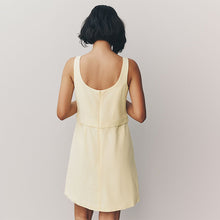 Load image into Gallery viewer, Buttermilk Yellow Sleeveless Waistcoat Mini Dress