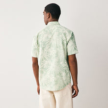 Load image into Gallery viewer, Green 100% Cotton Textured Floral Print Short Sleeve Shirt