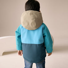 Load image into Gallery viewer, Navy/Turquoise Waterproof Warm Padded Coat (3mths-6yrs)