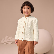 Load image into Gallery viewer, Ecru Chunky Knit Bobble Cardigan (3mths-10yrs)