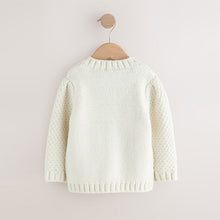 Load image into Gallery viewer, Ecru Chunky Knit Bobble Cardigan (3mths-10yrs)