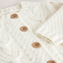 Load image into Gallery viewer, Ecru Chunky Knit Bobble Cardigan (3mths-10yrs)