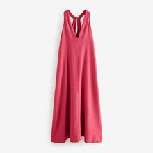 Load image into Gallery viewer, Red Halterneck Maxi Dress With Linen