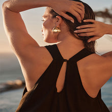 Load image into Gallery viewer, Black Halterneck Maxi Dress With Linen