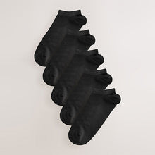 Load image into Gallery viewer, Black Active Low Rise Trainers Socks 5 Pack