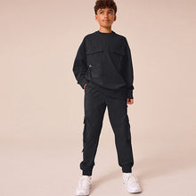 Load image into Gallery viewer, Black Cargo Premium Trousers (4-10yrs)