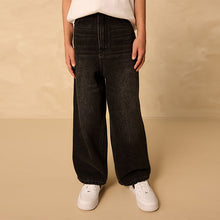 Load image into Gallery viewer, Washed Black Super-wide Fit Authentic Jeans (3-12yrs)