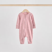 Load image into Gallery viewer, Pink 4 Pack Two Way Zip Baby Sleepsuits (0-18mths)