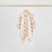 Load image into Gallery viewer, Pink 4 Pack Two Way Zip Baby Sleepsuits (0-18mths)