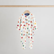 Load image into Gallery viewer, Navy Two Way Zip Baby Sleepsuits 3 Pack (0-18mths)